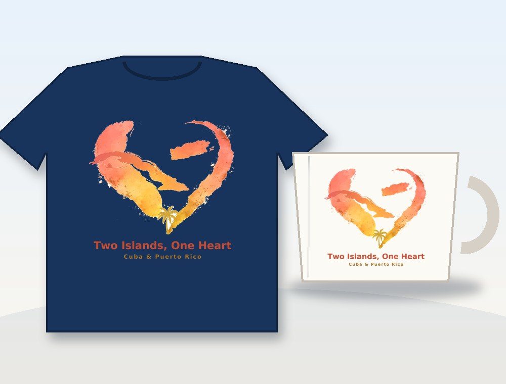 Two Islands, One Heart · Dos islas, un corazón — diseño MKLDesignsShop en Camiseta y taza · Shirt & mug