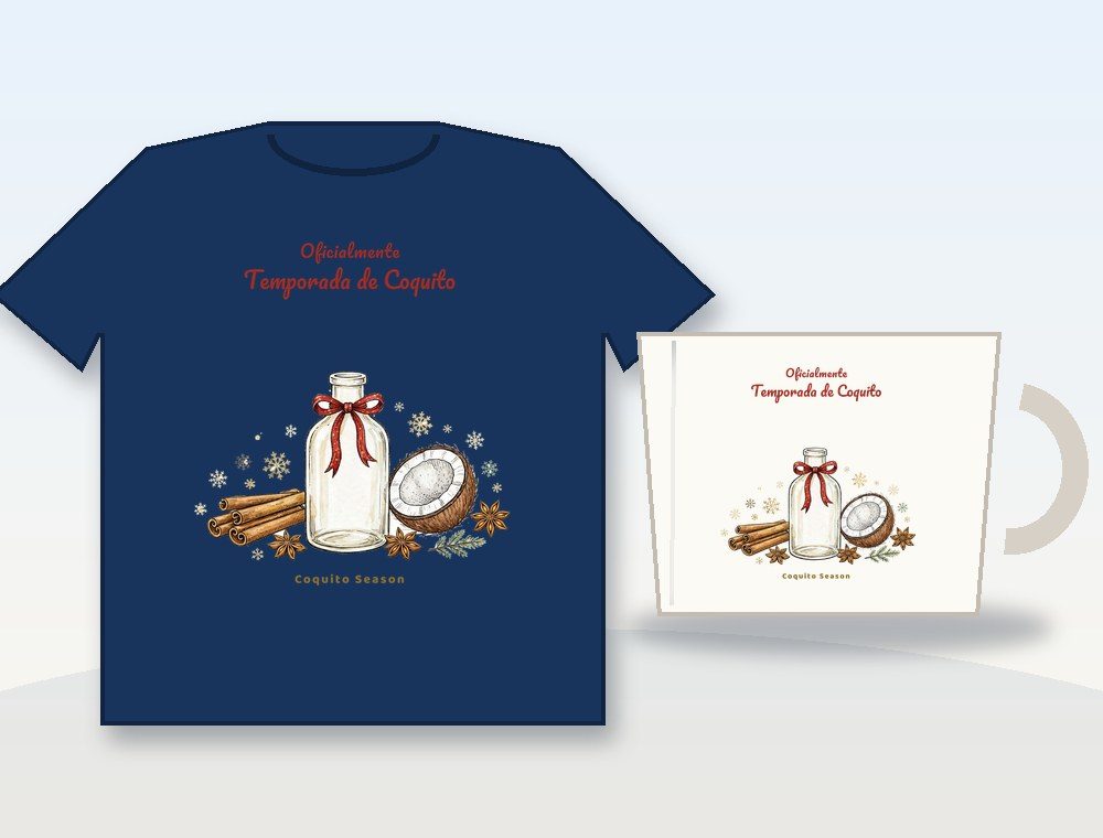 Coquito Season · Temporada de Coquito — diseño MKLDesignsShop en Camiseta y taza · Shirt & mug