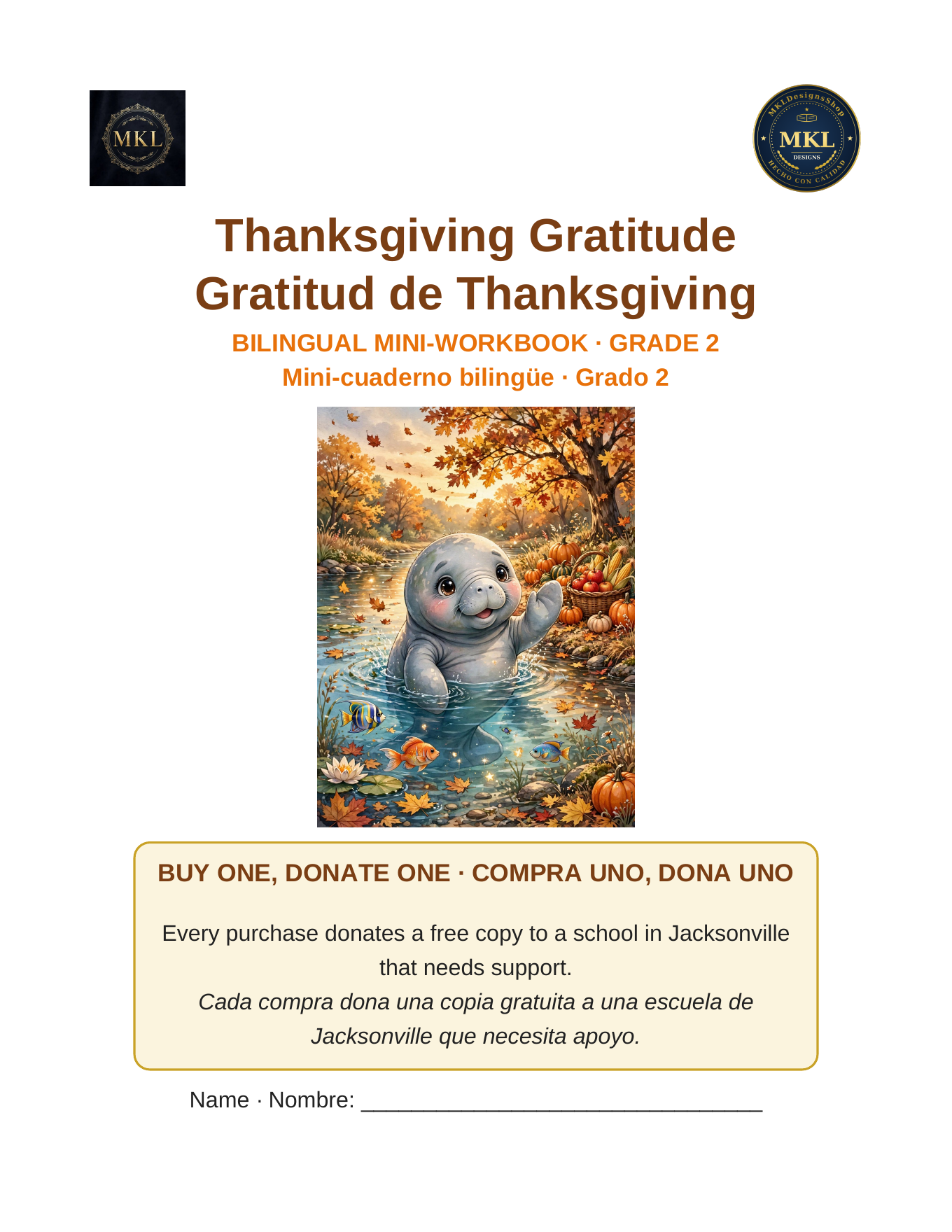 Mini-cuaderno bilingüe de Thanksgiving para segundo grado
