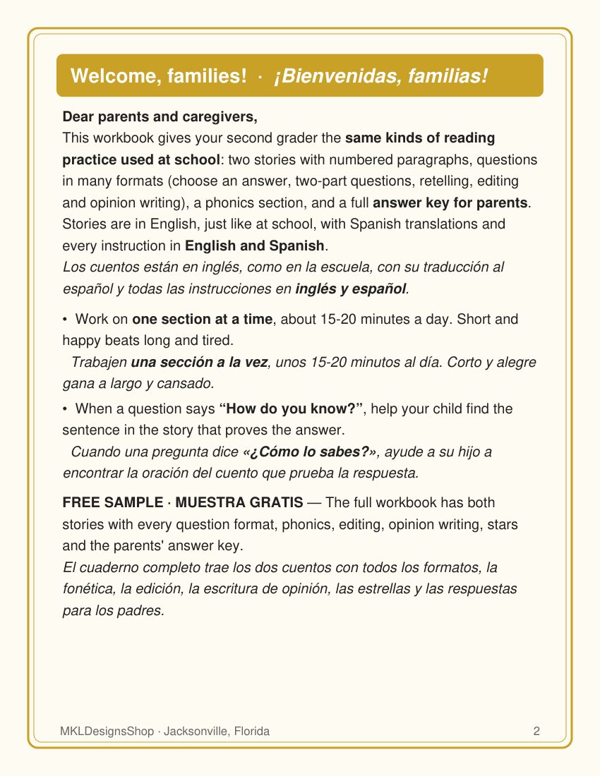 Página real de la muestra de Lectura y Fonética 2.º · Real sample page